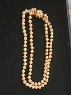 Classic Champagne Pearl Necklace with Gold Clasp